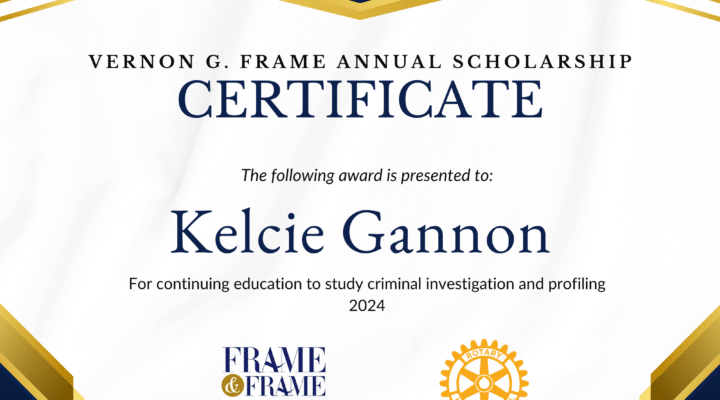 Vernon G. Frame Scholarship Awarded