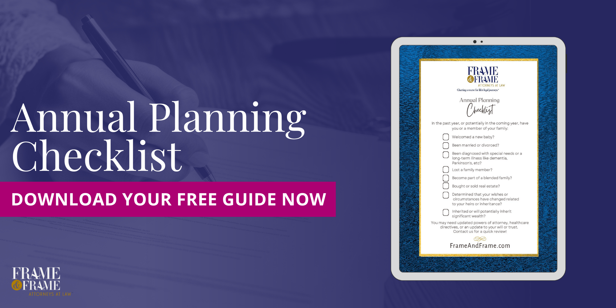 Free Annual Planning Checklist for estate planning